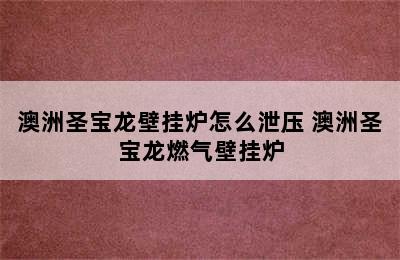 澳洲圣宝龙壁挂炉怎么泄压 澳洲圣宝龙燃气壁挂炉